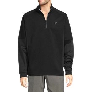 NWT Callaway Rib Tech Opti Dry Quarter Zip Up Pullover Black Size Small